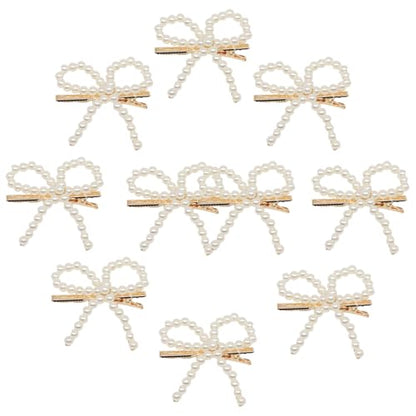 10pcs Pearl Bow Hair Clips，Hair Barrettes Accessories Girls and Women，Faux Pearl Hair Barrette，Decorative Bobby Pin Barrette，Bow Pearls Hairpin，Non-Slip Duckbill Clip，Non-Slip Hairpin Pearls Barrette