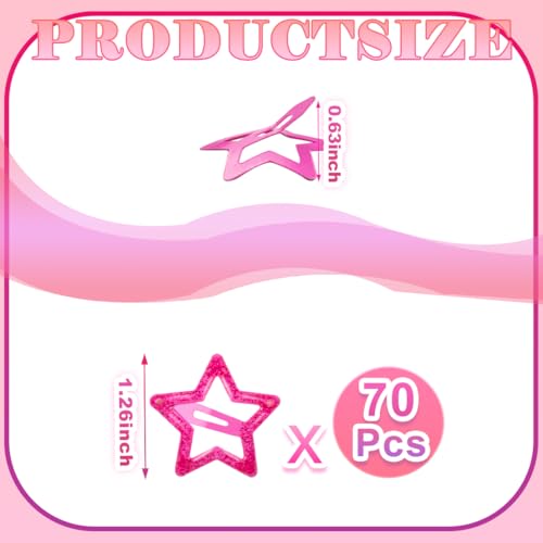 70 Pcs Metal Glitter Snap Hair Clips for Women,Small Snap Barrettes for Women Girls Thick Fine Hair (Rosered) - color: Rosered