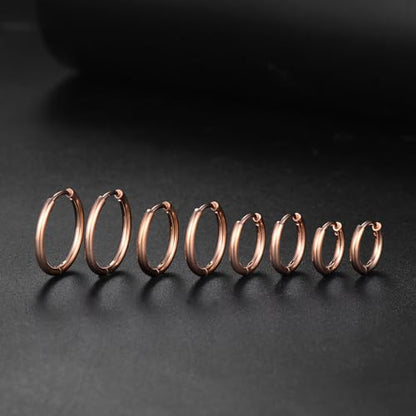 316L Surgical Stainless Steel Huggie Hoop Earrings 6mm 8mm 10mm 11mm 12mm 14mm Hypoallergenic Earrings Hoop Cartilage Helix Lobes Hinged Sleeper Earrings For Men Women - style: "(D6/8/10/12) THK 1.5mm U Rose GOLD"