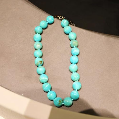 JNF Chunky Beaded Necklaces Women Large Big Ball Bead Choker Necklace Bold Statement Beads jewelry Gift - color: turquoise bead