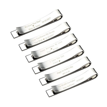 Zysta Free Engraving - Personalized Custom Mens High Polished Stainless Steel Mens Tie Bar Clip for Regular Ties + Gift Box - color: Silver