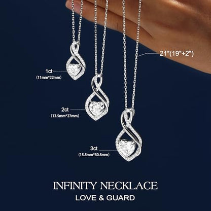 MOOSEA 1-3ct Moissanite Infinity Necklaces for Women, 925 Sterling Silver | D-E Color VVS1 Clarity Lab Grown Moissanite, Anniversary Birthday Gifts for Women Wife, Infinity Moissanite Pendant
