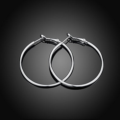 Gold Hoop Earrings,18K Gold Plated Rounded Hoops Earrings for Women - color: white-Rounded-1.8"