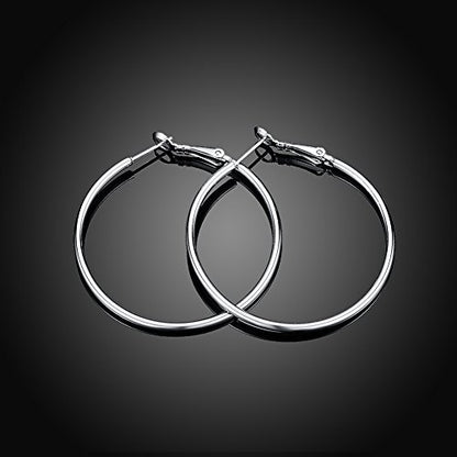 Gold Hoop Earrings,18K Gold Plated Rounded Hoops Earrings for Women - color: white-Rounded-1.8"