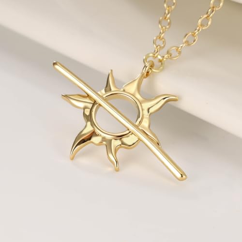 Pendant Necklace for Women, Fashion Jewelry, 14k Gold-Plated Star/Sun/Moon/Heart Set/Necklace Gift for Friends - color: Sun-G