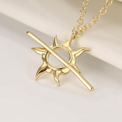 Pendant Necklace for Women, Fashion Jewelry, 14k Gold-Plated Star/Sun/Moon/Heart Set/Necklace Gift for Friends - color: Sun-G