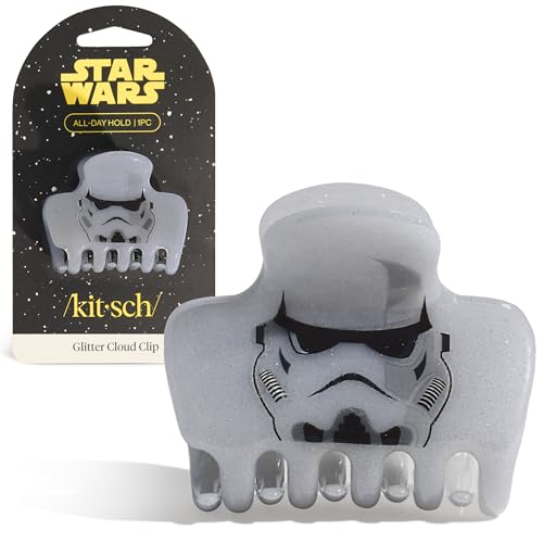 Kitsch x Star Wars Stormtrooper Glitter Medium Hair Clip for Women | Iconic Galaxy-Inspired Claw Clip – Recycled Plastic, Strong Secure Grip – Ideal Gifts for Women, Hair Accessories for Girls - color: Stormtrooper