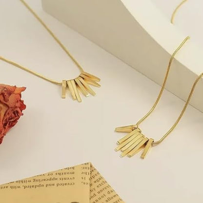 Geometric pendant necklace | modern minimalist bar accessory, art deco boho elegant style chain, unique fashion accessory, trendy metal necklace
