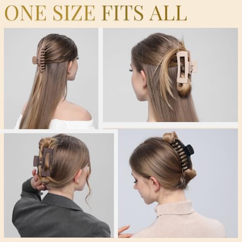 LuSeren Hair Clips for Women 4.3 Inch Large Hair Claw Clips for Women Thin Thick Curly Hair, Big Matte Banana Clips,Strong Hold jaw clips,Neutral Colors - color: Neutral