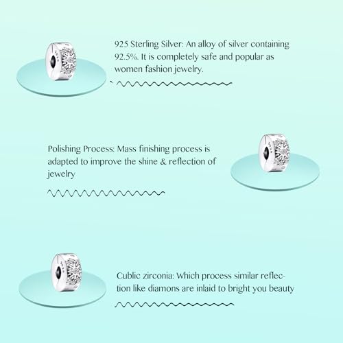 Annmors S925 Clip Spacer Safety Chain Stopper Charms for Pandora, Gift Mom Daughter Friend Sister Wife Grandma Girlfriend Fmaily On Christmas Mothers Valentines Halloween Graduation - color: B15-2pcs Sun Clip Charms