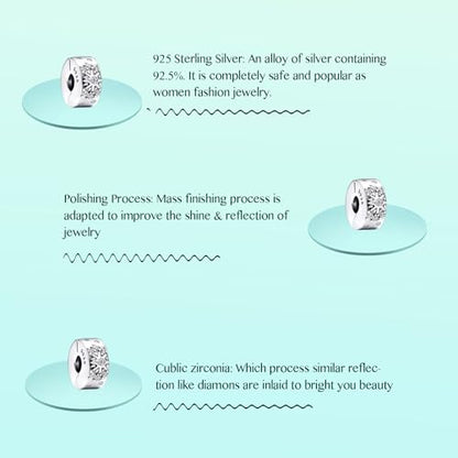Annmors S925 Clip Spacer Safety Chain Stopper Charms for Pandora, Gift Mom Daughter Friend Sister Wife Grandma Girlfriend Fmaily On Christmas Mothers Valentines Halloween Graduation - color: B15-2pcs Sun Clip Charms