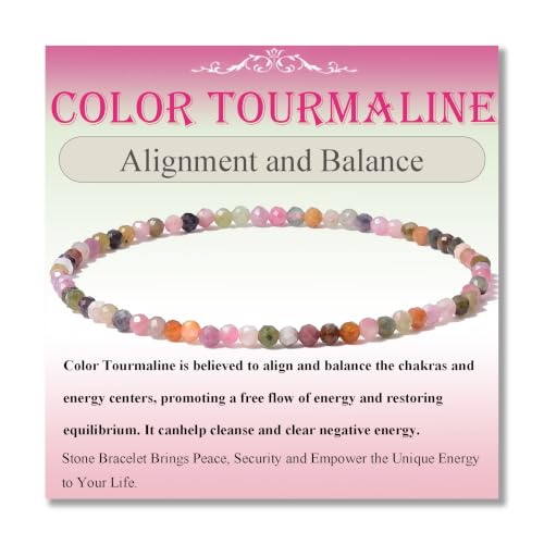 MASSIVE BEADS Natural Genuine Gemstone Beads Healing Crystal Chakra Reiki Jewelry Faceted Round Beads Bracelets 3mm - color: Color Tourmaline A