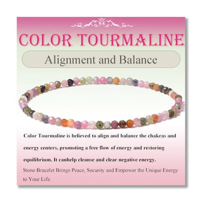 MASSIVE BEADS Natural Genuine Gemstone Beads Healing Crystal Chakra Reiki Jewelry Faceted Round Beads Bracelets 3mm - color: Color Tourmaline A