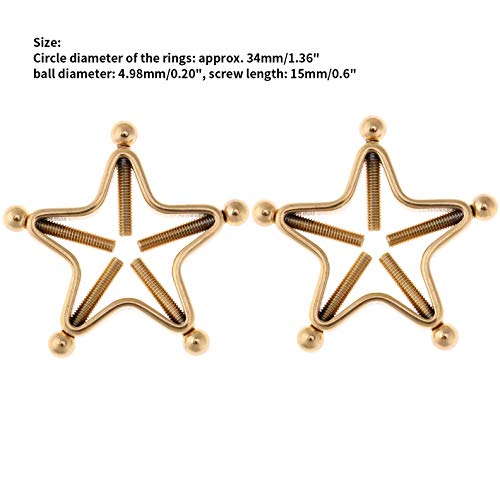 1 Pair Adults Non-Piercings Nipple Shield Adjustable Body Piercing Geometric Stars Nipple Clamp Ring Body Jewelry - color: #1 Gold