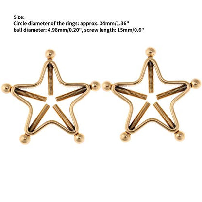 1 Pair Adults Non-Piercings Nipple Shield Adjustable Body Piercing Geometric Stars Nipple Clamp Ring Body Jewelry - color: #1 Gold