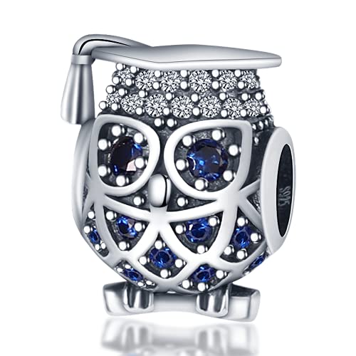 Pandach 925 Sterling Silver Charms Beads for Bracelets and Necklaces Butterfly and Headphones Pendants Clover Charms Jewelry Gift for Women - style: owl Bead Charm