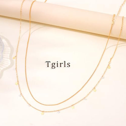 Tgirls Gold Waist Chain for Women Rhinestone Layered Belly Chains Beads Body Chain Heart-Shaped Beach Body Jewelry for Summer - style: Star 1