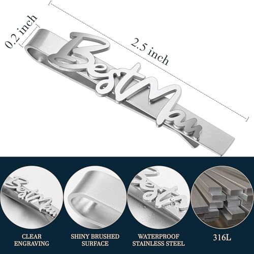 HAWSON Father of the Bride and Groom Tie Clip Best Man Skinny Stainless Steel Marriage Tie Bar Wedding Gift for Man - style: 2.5''-BESTMEN