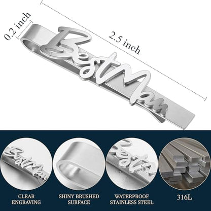 HAWSON Father of the Bride and Groom Tie Clip Best Man Skinny Stainless Steel Marriage Tie Bar Wedding Gift for Man - style: 2.5''-BESTMEN