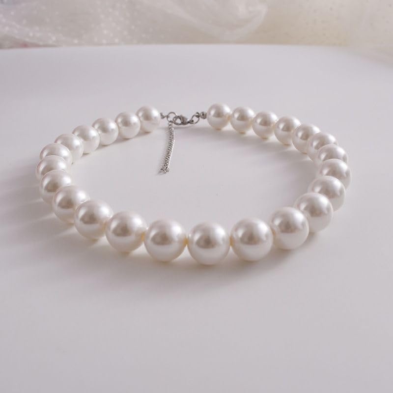 CSIYANJRY99 Pearl Necklace and Earring Set Faux Pearl Jewelry Sets for Women Imitation Beaded Pearl Necklace Bracelet Stud Earrings for Women - color: White Pearl F