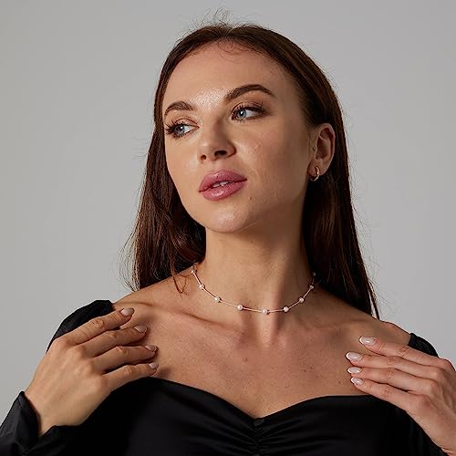 Kyerlyn Dainty Pearl Pendant Necklaces for Women 14K Gold Plated Handmade Layered Pearl Chain Necklace Delicate Layered Pearl Necklace Everyday Jewelry Gift - color: Satellite Pearl Choker-Silver