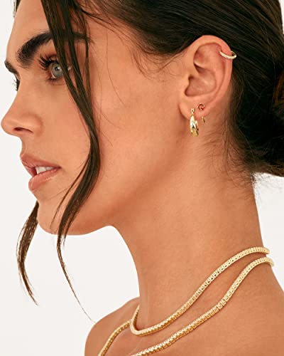 PAVOI 14K Gold Plated CZ Ear Cuff Earrings for Women, Clip On Cartilage | Hypoallergenic Huggie Ear Cuffs with Cubic Zirconia - style: Thin CZ