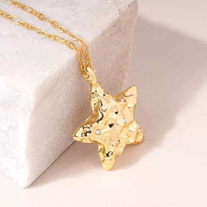 Dainty Gold Moon and Star Necklace for Women - Gold Plated Celestial Pendant with Crystal, Elegant Everyday Jewelry Gift - style: Star necklace
