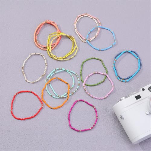 18Pcs Boho Stackable Beaded Bracelets for Women Colorful Handmade Multilayered Rice Beads Anklets Set Summer Beach Bohemian Jewelry Gift - color: Style 2 Multicolor