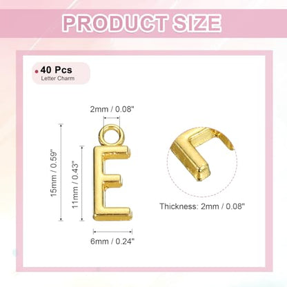 uxcell Letter Charm, Alloy Letter Initial Alphabet Charm for DIY Craft Jewelry Making Bracelets Earrings Necklace - color: Gold - E