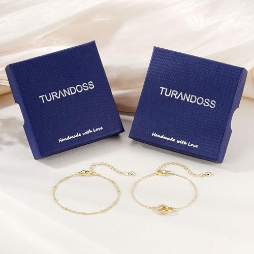 Turandoss 14K Gold Plated Interlocking Circle Bracelet Gifts for Women | Cubic Zirconia Circles Bracelets, Layered Twisted Circle Bracelet for Women, Trendy Jewelry Gifts - color: CZ Interlock Bracelet