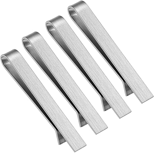 2.2/2.5 Inch Tie Clips for Men's tie in Gift Box, tie bar & pins set for larger width necktie in black red white blue color, Suitable for Wedding Anniversary Christmas Party - size: 2.2'' Wide, style: 4pcs Silver