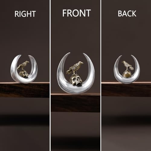 ERKUOO 2PCS 0g 00g-1" Gothic Golden Raven Skull Saddle Ear Gauge Spider Web Double Flared Plug Tunnels Expander Piercing Jewelry For Women Men 8mm-25mm - color: #3 Silver, size: 3/4"=19mm