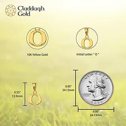 10K Yellow Gold Fine Mini Dangling Initial A-Z Charm 1/2" Pendant - Choice of Initial Letter - style: Letter O Initial Charm
