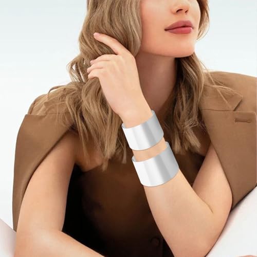 Wide Cuff Chunky Gold Bracelets for Women Open Cuff Bangles Wrist Cuff Bracelets for Women - style: Silver