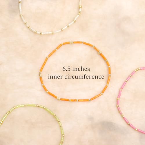 Gold Seed Beaded Bracelets Set for Women, Boho Handmade Friendship Stretch Summer Beach Jewelry Gift. - color: 2001D