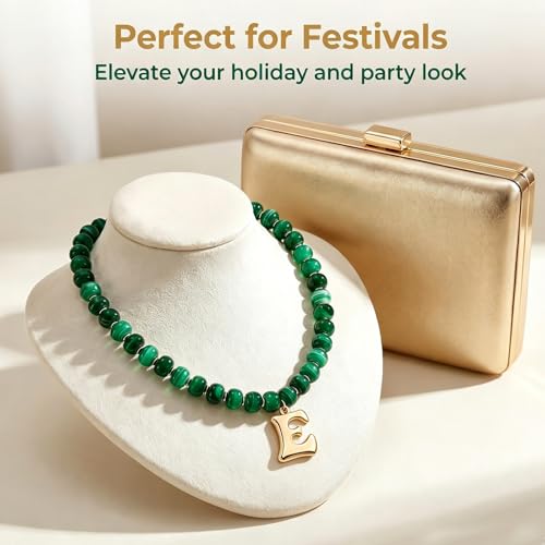 Initial Beaded Necklaces for Women,14K Gold Plated Bubble Letter Pendant Jewelry Gifts - color: acrylic neccklace-e