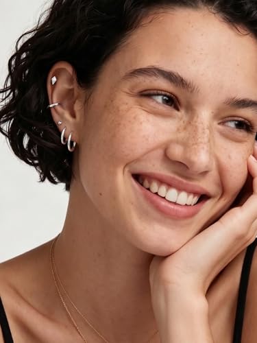 ChicSilver 925 Sterling Silver Hoop Earrings for Women Silver Huggie Hoops | Hypoallergenic 925 sterling silver hoops in 8/10/12/14/16/18/20MM, available in Gold/Silver/Rose Gold/Black. - color: Silver, size: 8mm