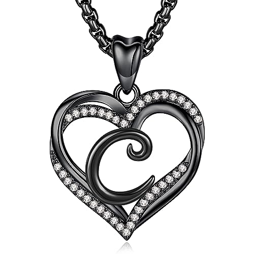 INFUSEU Unique Initial Necklaces for Women Girls Small Heart Letter Jewelry, Meaningful Personalized Gifts - style: C
