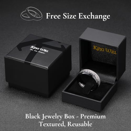 King Will Mens 6mm 8mm Tungsten Carbide Wedding Bands Inlay Lasered Brushed Wedding Rings for Men Women | Brushed, Lasered Seagull/Forest Landscap/Panda/Deer/Hunting/Fly Fishing, Comfort Fit, Everyday Wear - color: tree mountain