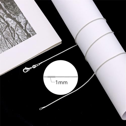 925 Sterling Silver Chain Necklace for Women 16-24 Inch Silver Jewelry Gift - size: 16 Inch, style: Round Snake Chain 1mm