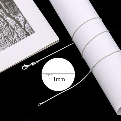 925 Sterling Silver Chain Necklace for Women 16-24 Inch Silver Jewelry Gift - size: 16 Inch, style: Round Snake Chain 1mm