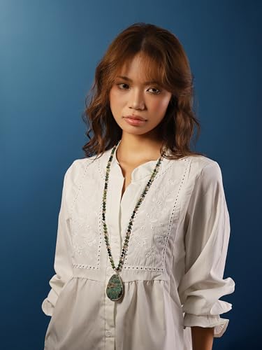 MINACHI Handmade Agate Pebble Pendant with Crystal Beads, Random Stone Shape, Vintage Women's Jewelry - style: Necklace NECK.007