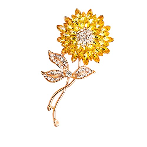 BeeGift Brooches for Women， Sunflower Brooch Pin Wedding Embellishment DIY Brooch Mother's Gift (Gold Crystal-1pcs)