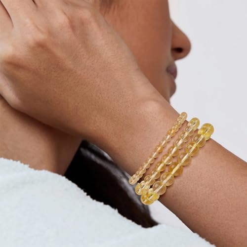 3 PCS Healing Crystal Bracelets for Women 8mm Natural Stone Beaded Stretch Bracelet Amethyst Jewelry Gifts - color: 4,6,8mm Citrine