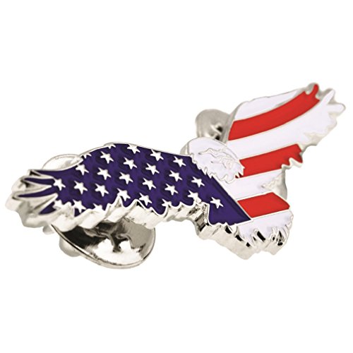 PinMart Patriotic Eagle Pin - Soaring American Eagle Enamel Lapel Pin - color: Red, White and Blue Eagle - American Flag, size: 25 Pack