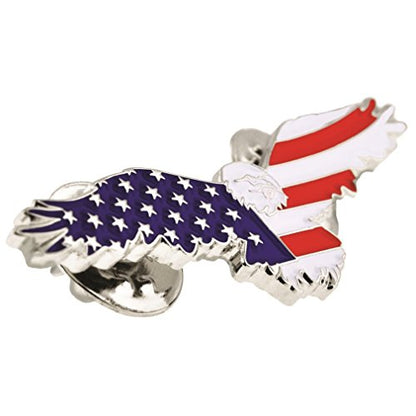 PinMart Patriotic Eagle Pin - Soaring American Eagle Enamel Lapel Pin - color: Red, White and Blue Eagle - American Flag, size: 25 Pack