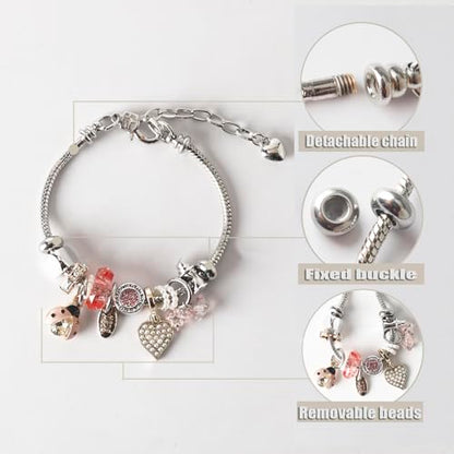 DS Charm Bracelets for Girls Adjustable Silver Stainless Steel Gift Box | Cute Cartoon Charms,Friendship Jewelry,Birthday Gifts,Teen Kid Fit, Tarnish Resistant,Stackable Trendy Daily Wear - style: Silver-beetle