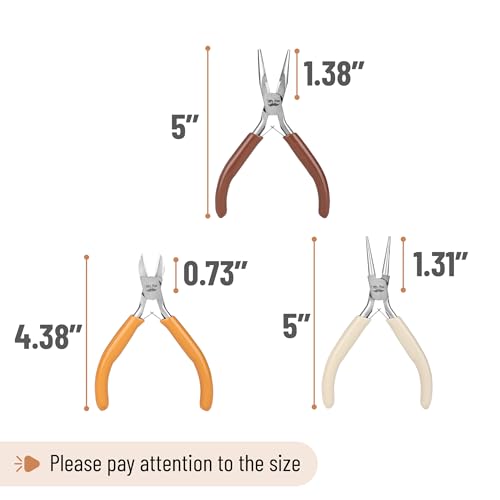 Mr. Pen- Pliers for Jewelry Making, 3 Pack, Chain Nose | Round Nose Pliers Set and Wire Cutter for Beading, Wire Wrapping, Jump Rings, Jewelry Repair, Crafting, DIY - color: Autumn