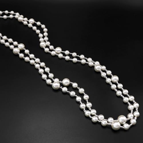 Long Pearl Necklaces for Women Cream White Faux Pearl Strand Layered Necklace Costume Jewelry - color: Pearls&Seed Beads