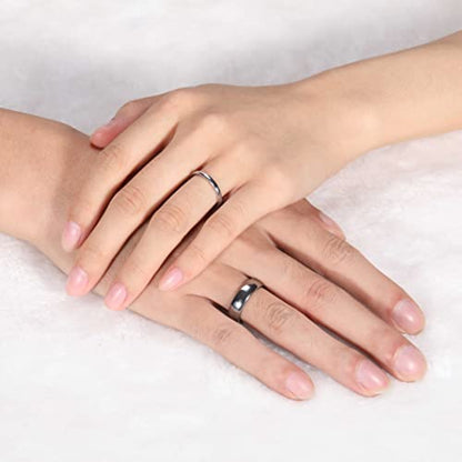 TRUMIUM 2mm 4mm 6mm 8mm Tungsten Wedding Band Ring for Men Women Silver/Rose Gold Plated/Rainbow/Gold Plated Domed High Polish Engagement Promise Rings Comfort Fit 4-15 - color: 4mm silver plated